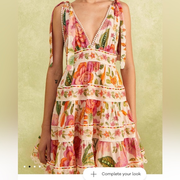 New with tags Farm Rio off-white Macaw Bloom Mini Dress size Large - Picture 1 of 5